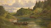 Johan Fredrik Krouthen Woman and Boat oil painting